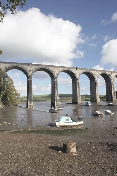 St Germans. The rail viaduct over the river Lynher in Cornwall at St Germans