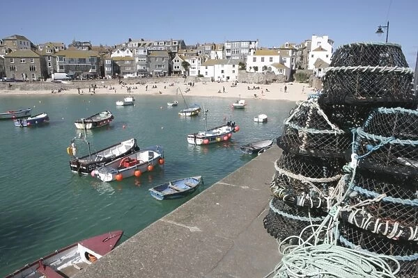 St Ives. Fishing boats in the Historic Harbour at Portloe Cornwall