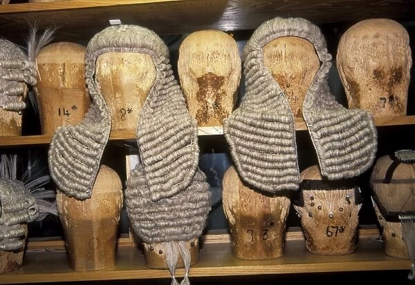 Wigs. The store room for Wigs that have been made for Judges at Ede Ravenscroft in London