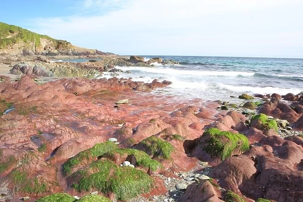 Talland Bay. Rocks on the beach at Talland Bay near Looe in Cornwall on the coastal Path