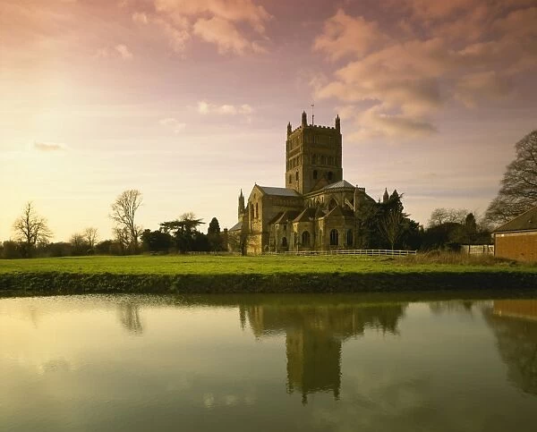 Tewkesbury. A winters afternoon at Tewkesbury with its Abbey Church in Gloucestershire