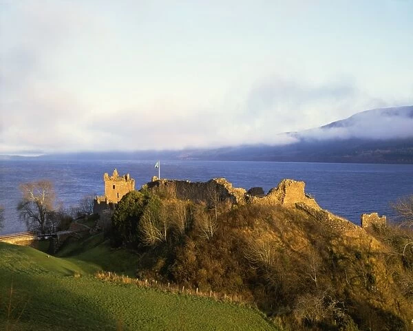 Urquhart Castle on a winters day over looking Lock Ness in Scotland