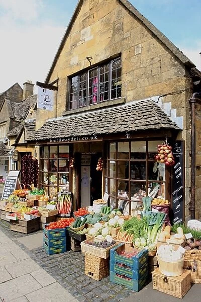Village Shop. Fresh vegetables on display outside a shop in the Cotswold