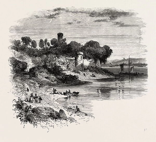 Chateau on the Rance, NORMANDY AND BRITTANY, FRANCE, 19th century engraving