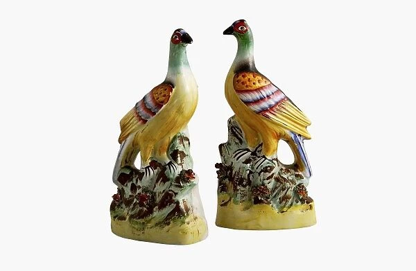 Staffordshire porcelain pair of birds, 19th century