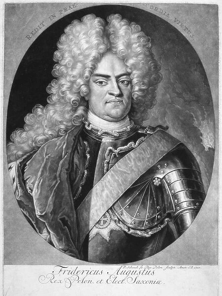 Augustus II (1670-1733) King of Poland, 1710 (engraving)