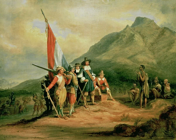 The Landing of Jan van Riebeeck (1619-77) 6th April 1652, 1850 (oil on canvas)