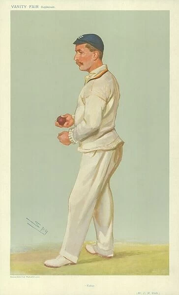 Mr C M Wells, Father, 10 July 1907, Vanity Fair cartoon (colour litho)