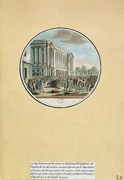 The Seizure of Arms from the Garde-Meuble de Paris, 13 July 1789 (coloured engraving)