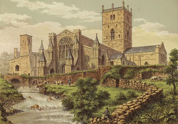 St Davids Cathedral (colour litho)
