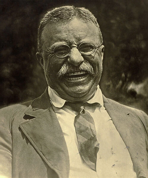 Theodore Roosevelt laughing, c. 1910 (b / w photo)