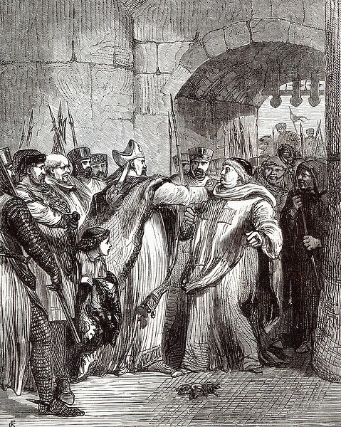 William Longchamp (d. 1197) and Hugh de Pudsey (1125-95) (engraving) (b  /  w photo)