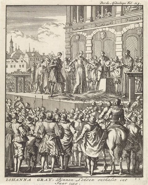 Decapitation of Lady Jane Grey, London, 1554, Jan Luyken, Jan Claesz ten Hoorn, 1698