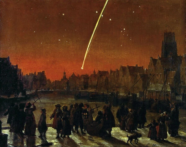 Lieve Verschuier Tail star comet Rotterdam cityscape painting