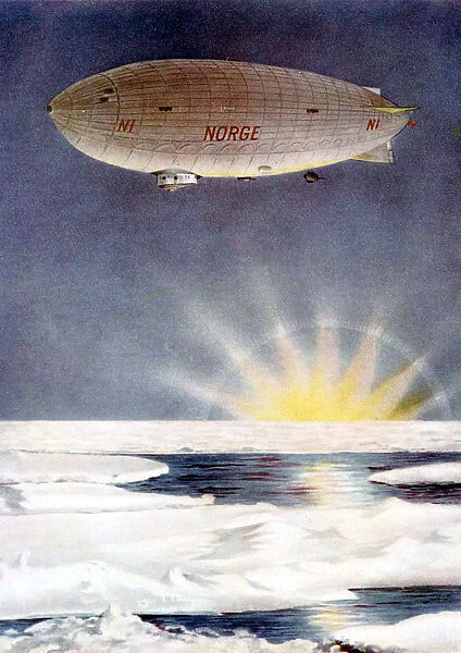 Amundsens airship, the Norge, over the North Pole, 1926