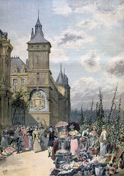 Flower market in spring, Paris, 1893. Artist: Henri Meyer