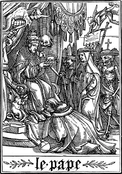 The Pope visited by Death, 1538. Artist: Hans Holbein the Younger