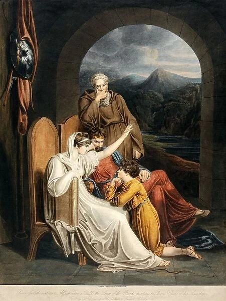 Queen Judith reciting to Alfred, pub. 1801. Creator: Richard Westall (1765 - 1836)