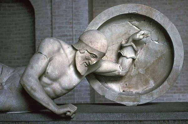 Sculpture of a fallen warrior from the Greek temple of Aphaia at Aegina, 6th century BC
