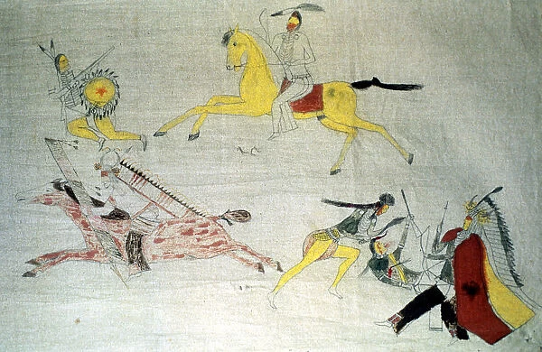 Sioux warriors in battle, c1890