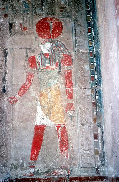 Wall painting of Horus (falcon-headed god), Temple of Queen Hatshepsut, c15thcentury BC