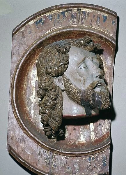 Woodcarving of the head of John the Baptist