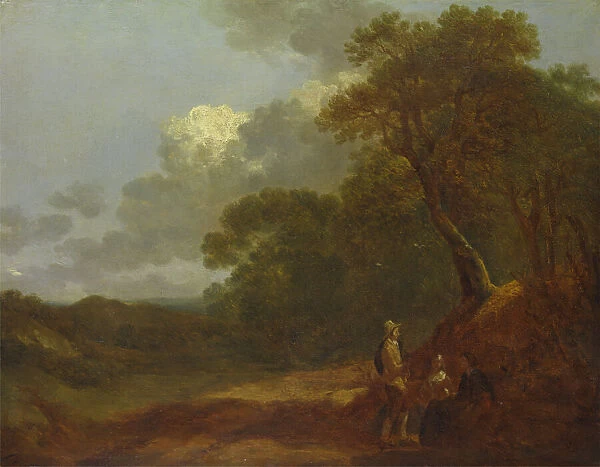 Wooded Landscape with a Man Talking to Two Seated Women, ca. 1745