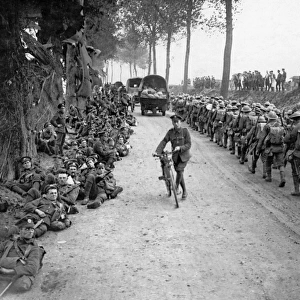 Busy road during British advance, Western Front, WW1