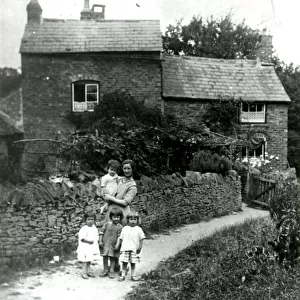 Draycott, Cotswold village, Mrs Roper and her children