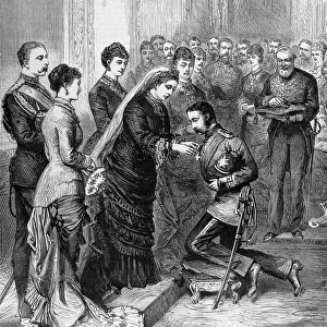 Zulu wars. Queen Victoria decorating officers engaged in the