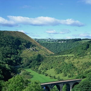 Dale and viaduct from Monsal Head, Monsal Dale, Derbyshire, England, United Kingdom