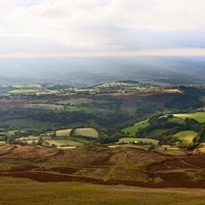 A panoramic landscape view near Hay Bluff, Powys, Wales, United Kingdom, Europe
