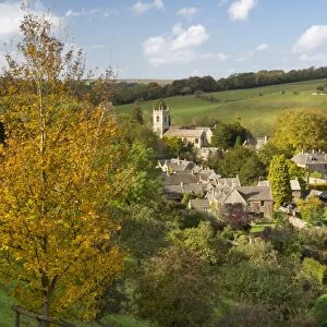 Village in autumn, Naunton, Cotswolds, Gloucestershire, England, United Kingdom, Europe