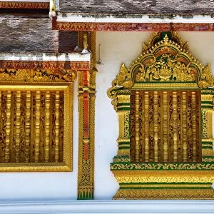 Window decorations at Wat Ho Prabang Temple, Luang Prabang, Laos