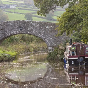 Narrowboat on the Monmouthshire & Brecon Canal in the Brecon Beacons National Park