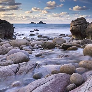 Rocky cove at Porth Nanven near Lands End, Cornwall, England. Winter (December)