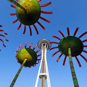 Sonic Bloom Installation at the Seattle Centre and Space needle, Seattle, Washington, USA
