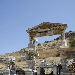 Turkey, Ephesus. The Nymphaeum Traiani, ancient fountain structure (c. AD 104-114)