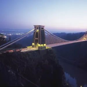 Bristol Print: Clifton Suspension Bridge Evening Scene Bristol Print: Clifton Suspension Bridge Evening Scene