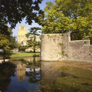 Wells Cathedral Print Reflected in Moat Wells Cathedral Print Reflected in Moat