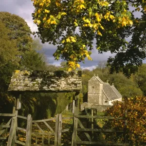 Autumn Print of Duntisbourne Rouse Church Gate Autumn Print of Duntisbourne Rouse Church Gate