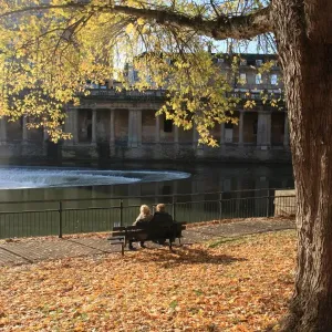 Print of Two Lovers by the River Avon in Bath Print of Two Lovers by the River Avon in Bath