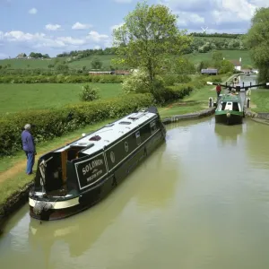 Napton on the Hill Print: Boats on Oxford Canal near Windmill Napton on the Hill Print: Boats on Oxford Canal near Windmill