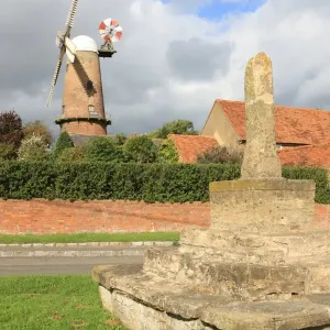 Quainton Print: 15th-Century Stone Cross and Windmill Quainton Print: 15th-Century Stone Cross and Windmill