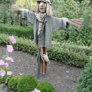 Scarecrow Print: A Frightened Bird in a Vegetable Garden Scarecrow Print: A Frightened Bird in a Vegetable Garden