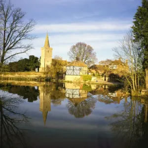 Staunton Timber Framed Dovecote and Church Print Staunton Timber Framed Dovecote and Church Print