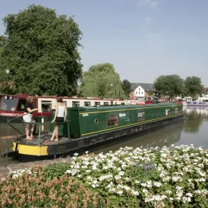 Stratford upon Avon Print: Canal Scene with Shakespeare Theatre Stratford upon Avon Print: Canal Scene with Shakespeare Theatre