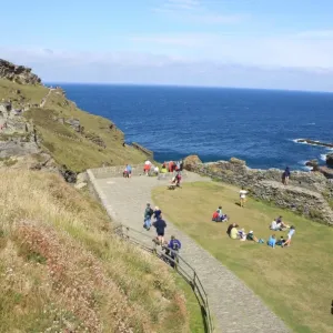 Tintagel Castle Print: Summer Visitors on North Cornish Coast Tintagel Castle Print: Summer Visitors on North Cornish Coast