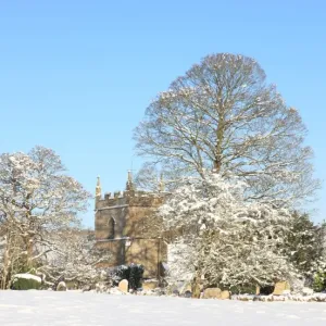 Print of Upper Slaughter Church in Winter Print of Upper Slaughter Church in Winter