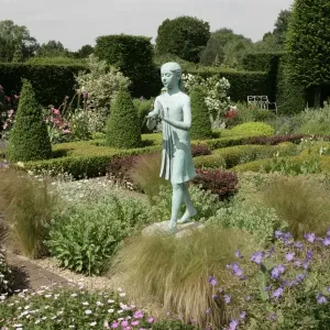 Waterperry Gardens Print - Herbaceous Border Statue Waterperry Gardens Print - Herbaceous Border Statue